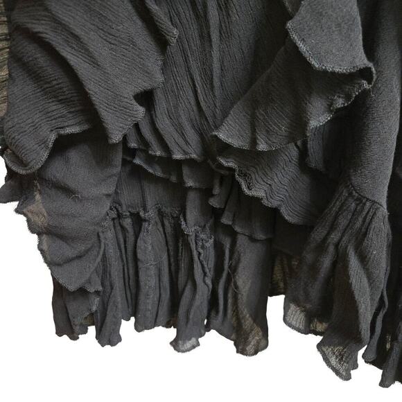 FP One Black Adella Maxi Slip Dress S Whimsigoth Boho Gauzy Lace Strappy Flowy - Picture 4 of 11